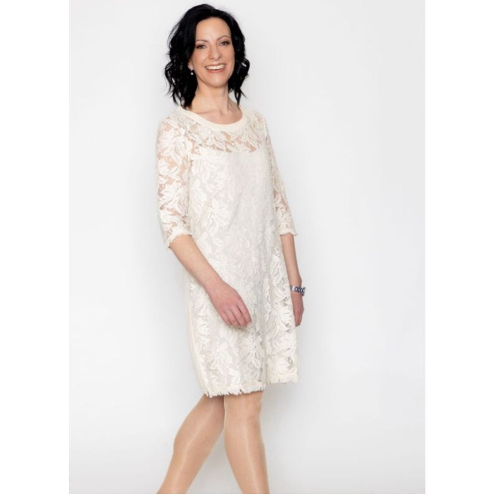 Marc Aurel Dress Size M Ivory Lace Women's knit